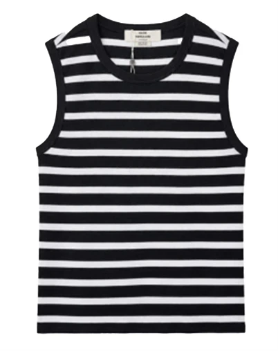 Mads Nørgaard - Grace Stripe Lea Top - Black/White